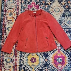 Chic Red Leather Women's Blazer